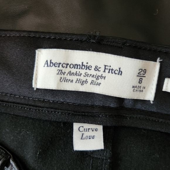 Abercrombie & Fitch Vegan Leather Pants Ankle Straight Ultra High Rise - Picture 10 of 12